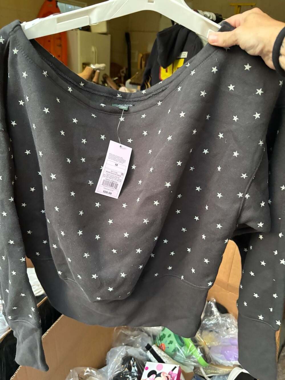 Wild Fable Women's Off the Shoulder Pullover Sweatshirt - Washed Black (Medium)
